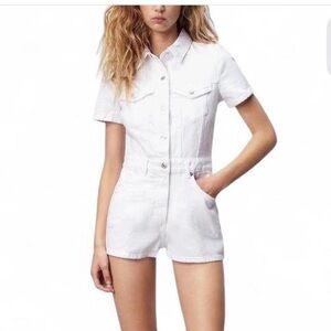 2/$60 Zara White Short Sleeve Denim Romper